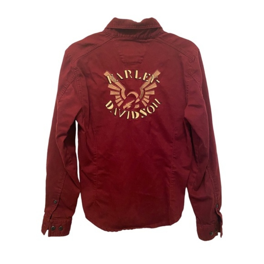 Harley-Davidson Maroon Cotton Long Sleeve Button Down Shirt Top Size‎ Small